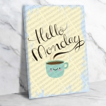 Hello Monday Ahşap Retro Vintage Poster 