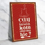 Çay Veren İnsan Ahşap Retro Vintage Poster 