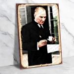 Atatürk Ahşap Retro Vintage Poster 