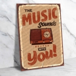 The Music Sounds Ahşap Retro Vintage Poster 