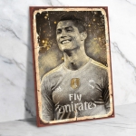 Cristiano Ronaldo Ahşap Retro Poster