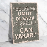 Belkiler Umur Olsa da Ahşap Retro Poster