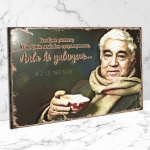 Aziz Nesin Ahşap Retro Poster