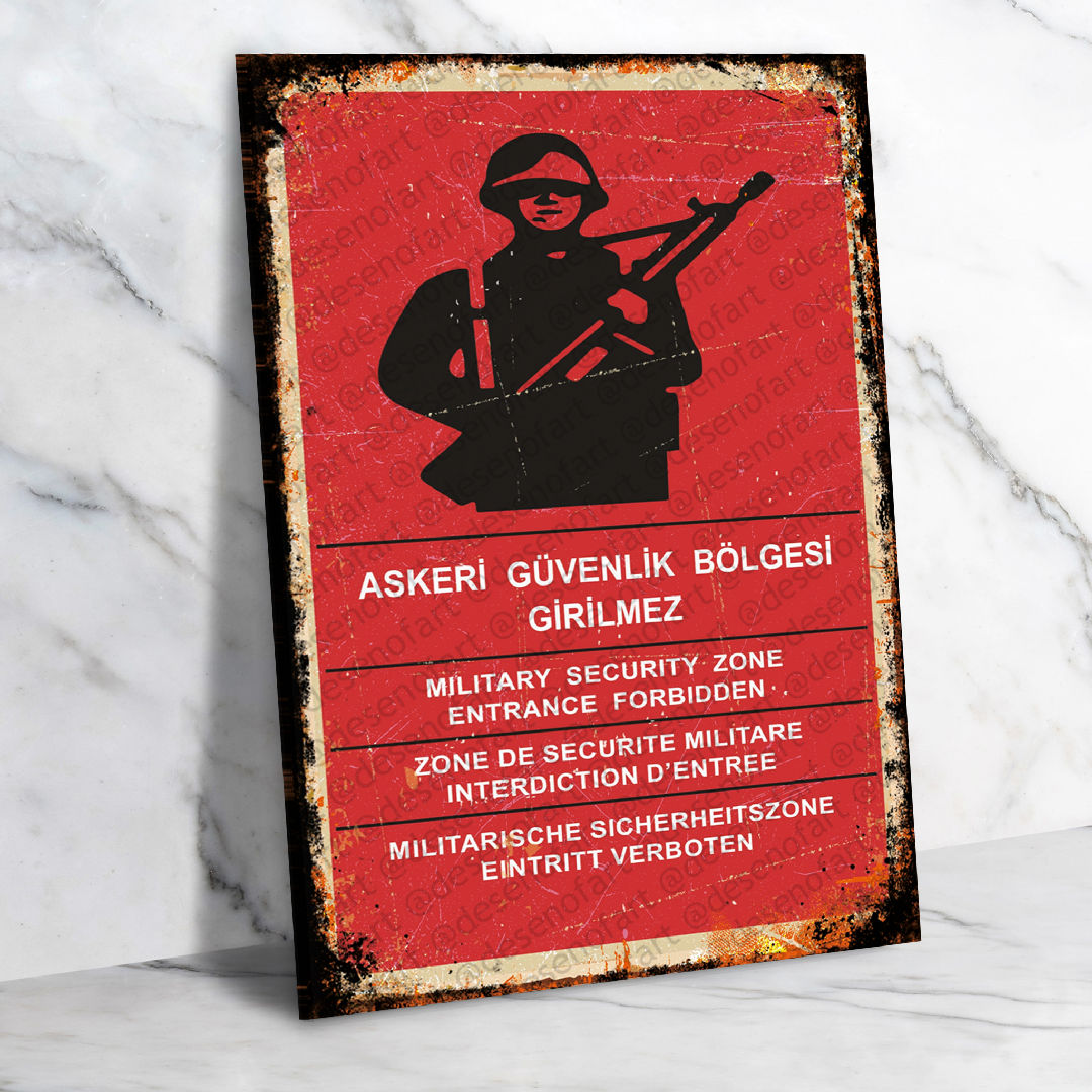 Askeri Bölgeye Girilmez Ahşap Retro Vintage Poster 