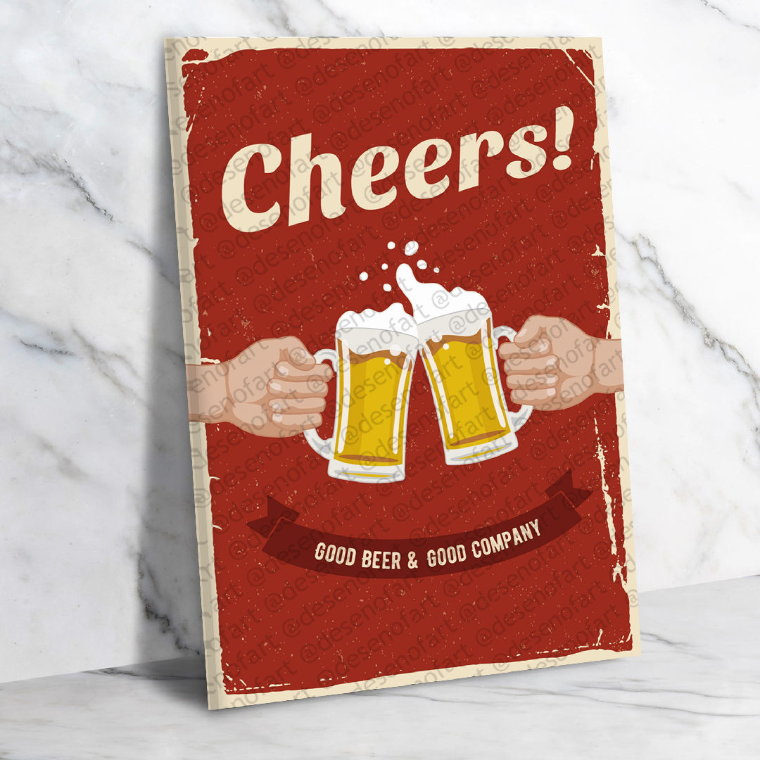 Cheers Ahşap Retro Vintage Poster 