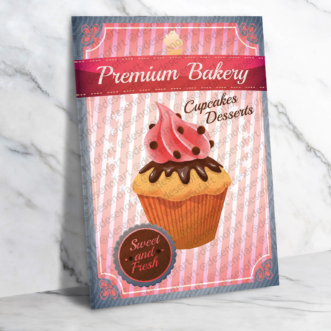 Premium Bakery Ahşap Retro Vintage Poster 