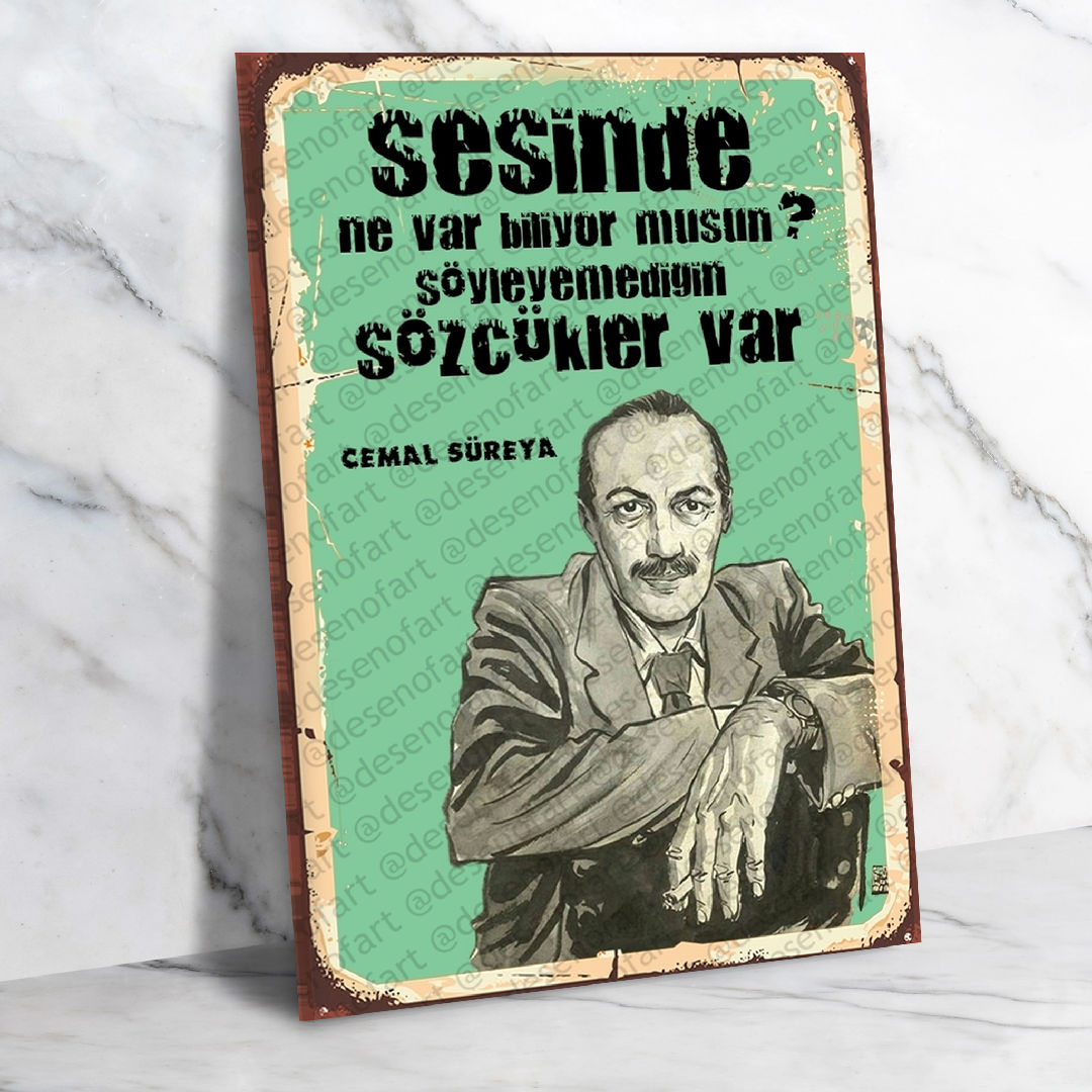 Cemal Süreya Ahşap Retro Vintage Poster 