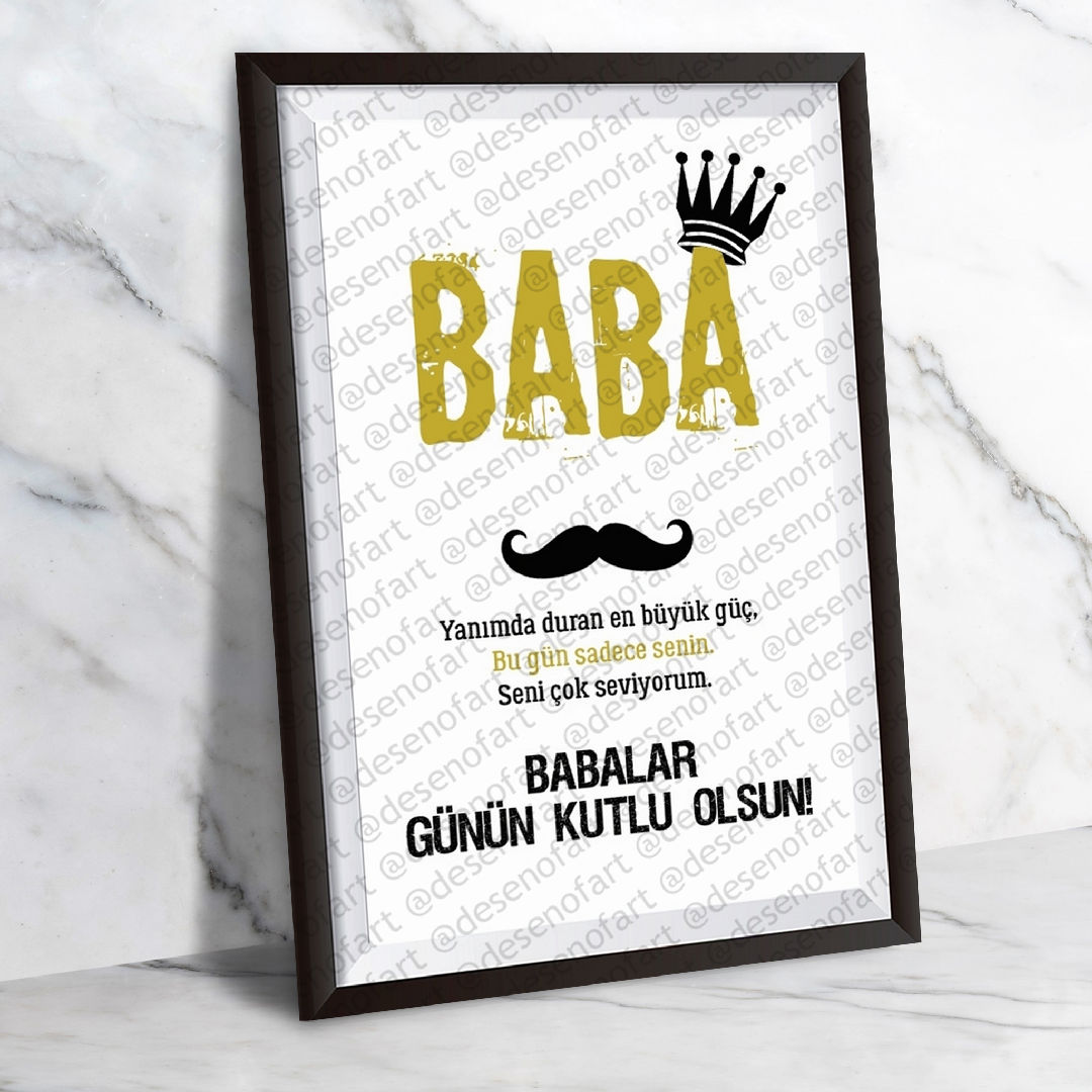 Babalar Günü Ahşap Retro Poster