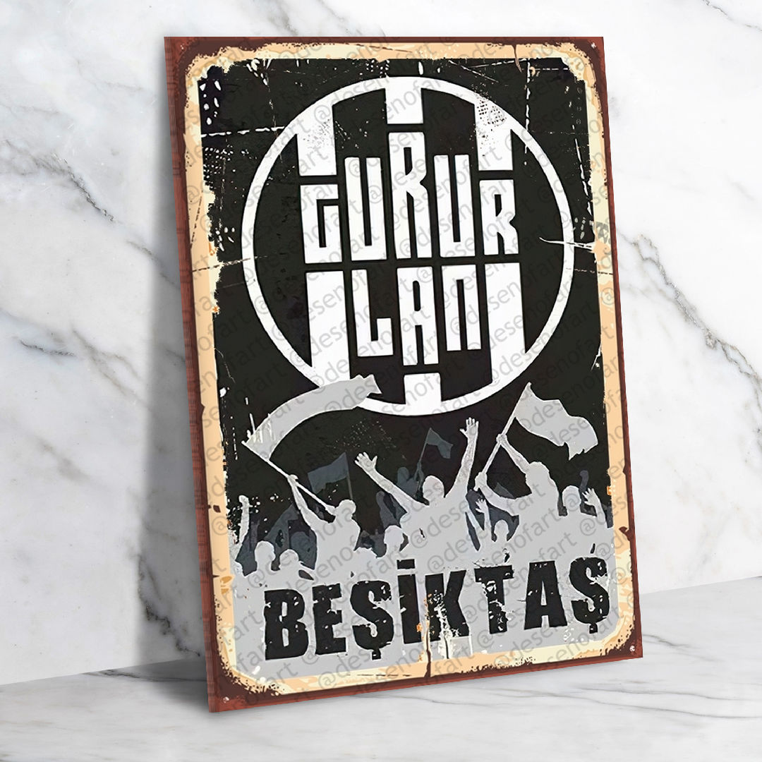 Beşiktaş Ahşap Retro Poster