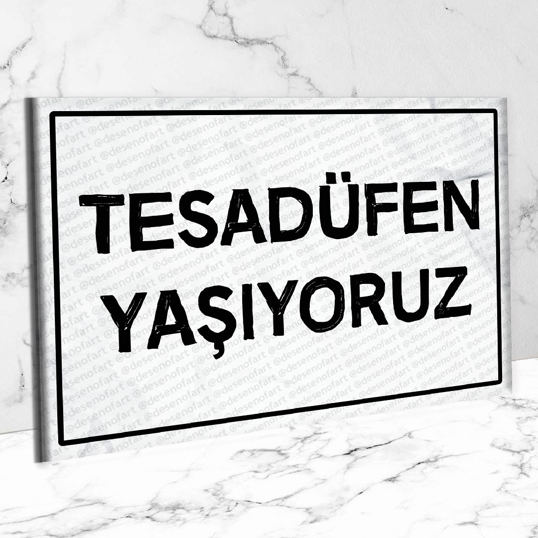 Tesadüfen Yaşıyoruz Ahşap Retro Poster