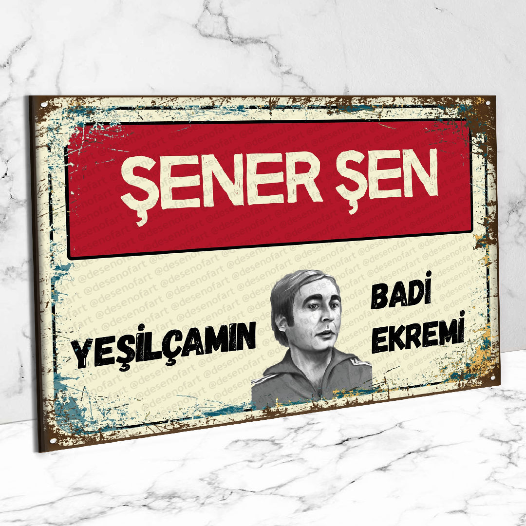 Yeşilçamın Badi Ekremi Şener Şen Ahşap Retro Poster