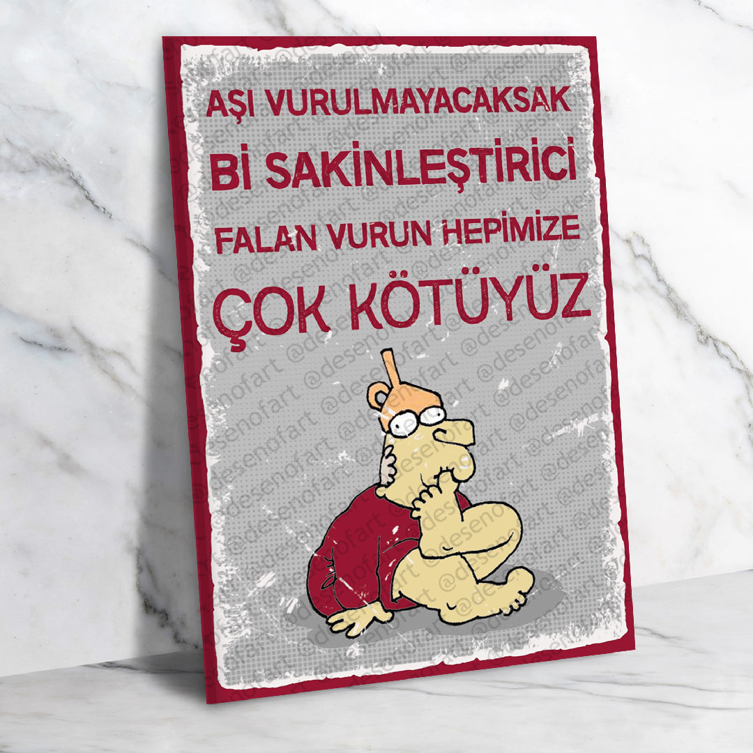 Aşı Vurulmayacaksak :))) Ahşap Retro Poster