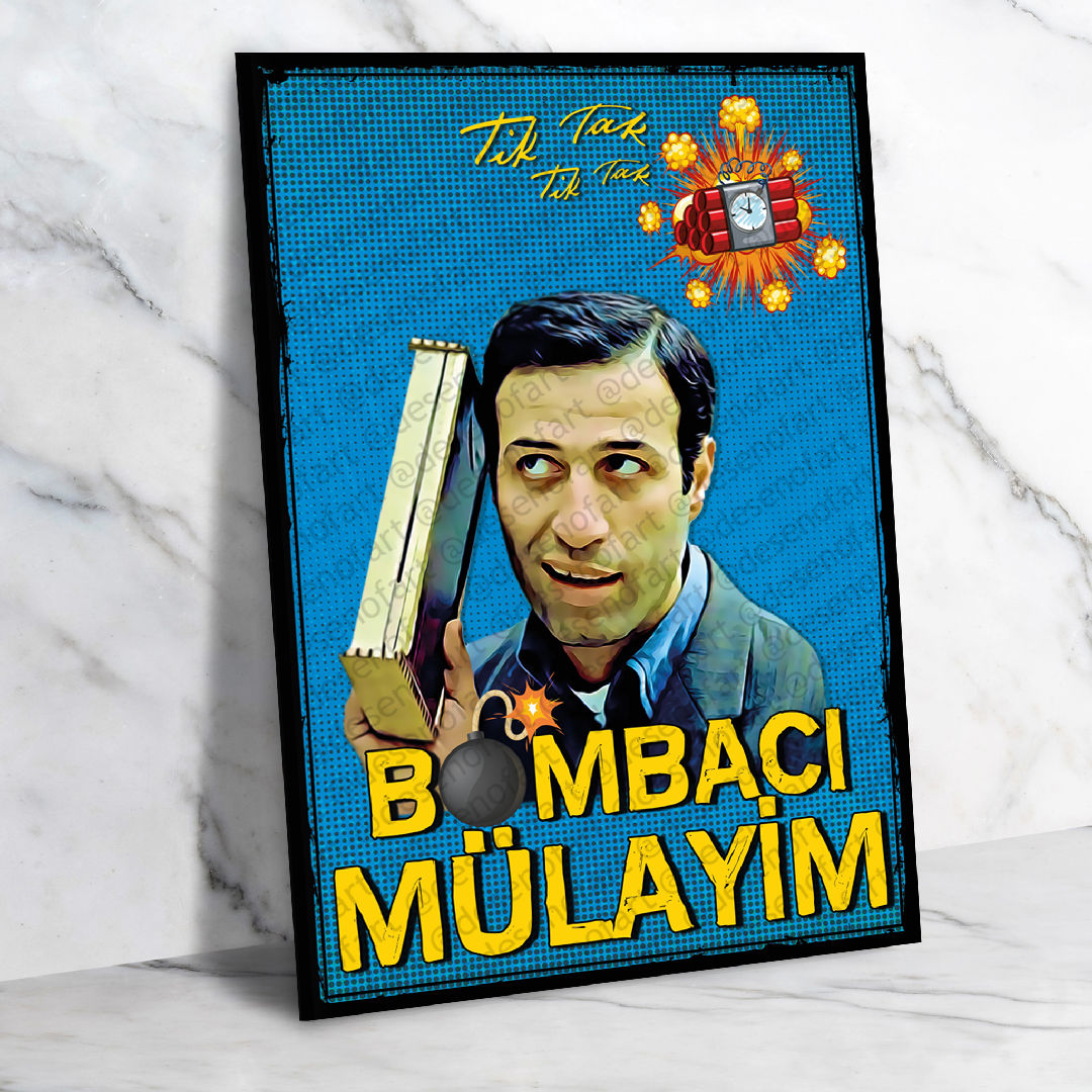 Yeşilçam Kemal Sunal Bombacı Mülayim Ahşap Retro Poster