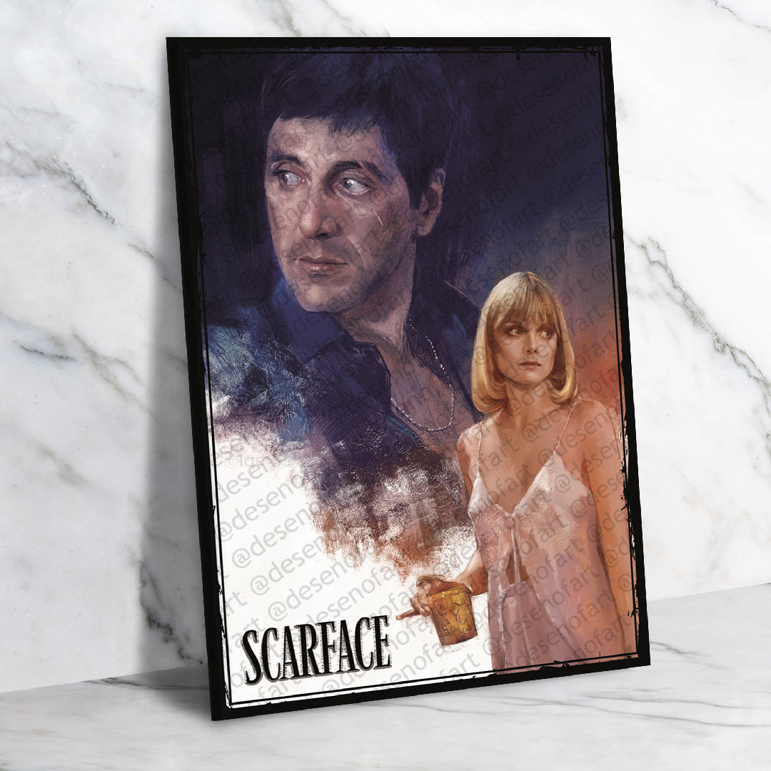 Yaralı Yüz Scarface Ahşap Retro Vintage Poster 