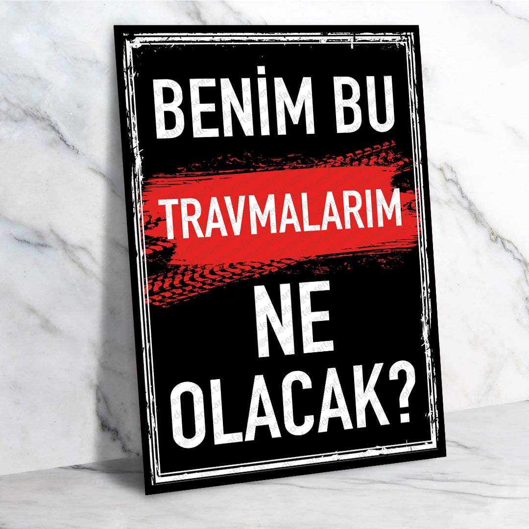 Duygusal Retro Ahşap Poster - Vintage Psikoloji Temalı Dekor