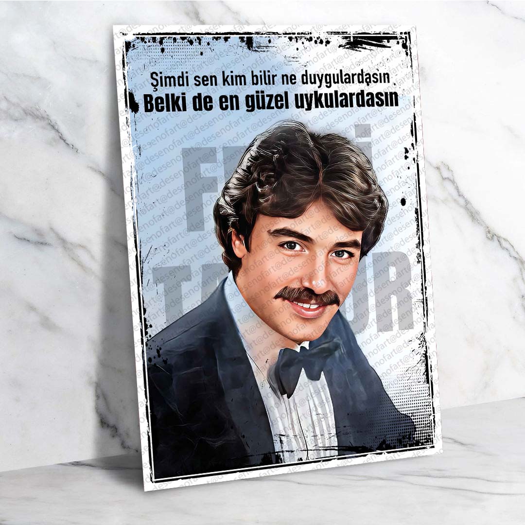 Ferdi Tayfur Retro Ahşap Poster - Türk Müziği Temalı Vintage Dekor