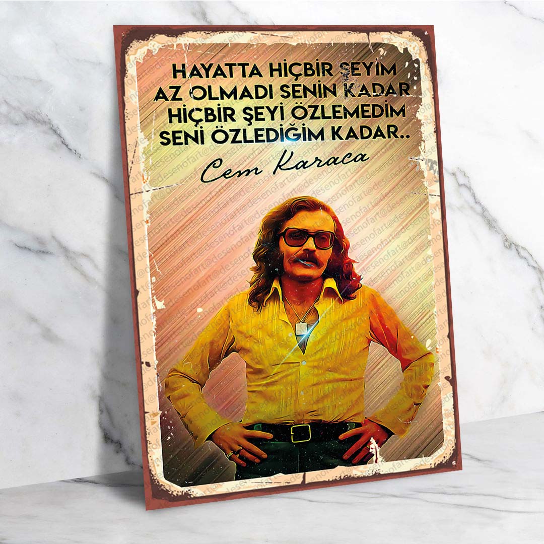 Cem Karaca Retro Ahşap Poster - Rock Müzik Temalı Vintage Dekor