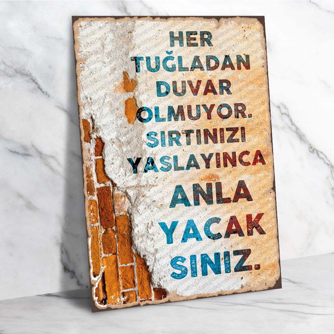 Düşündürücü Retro Ahşap Poster - Vintage Felsefe Temalı Dekor