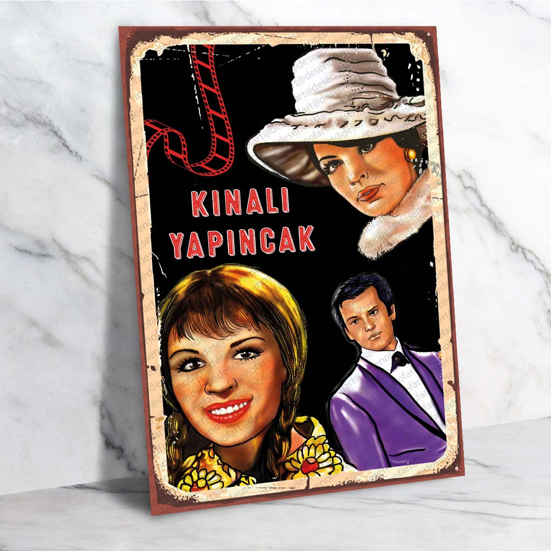 Kınalı Yapıncak Retro Ahşap Poster - Vintage Türk Kültürü Temalı Dekor