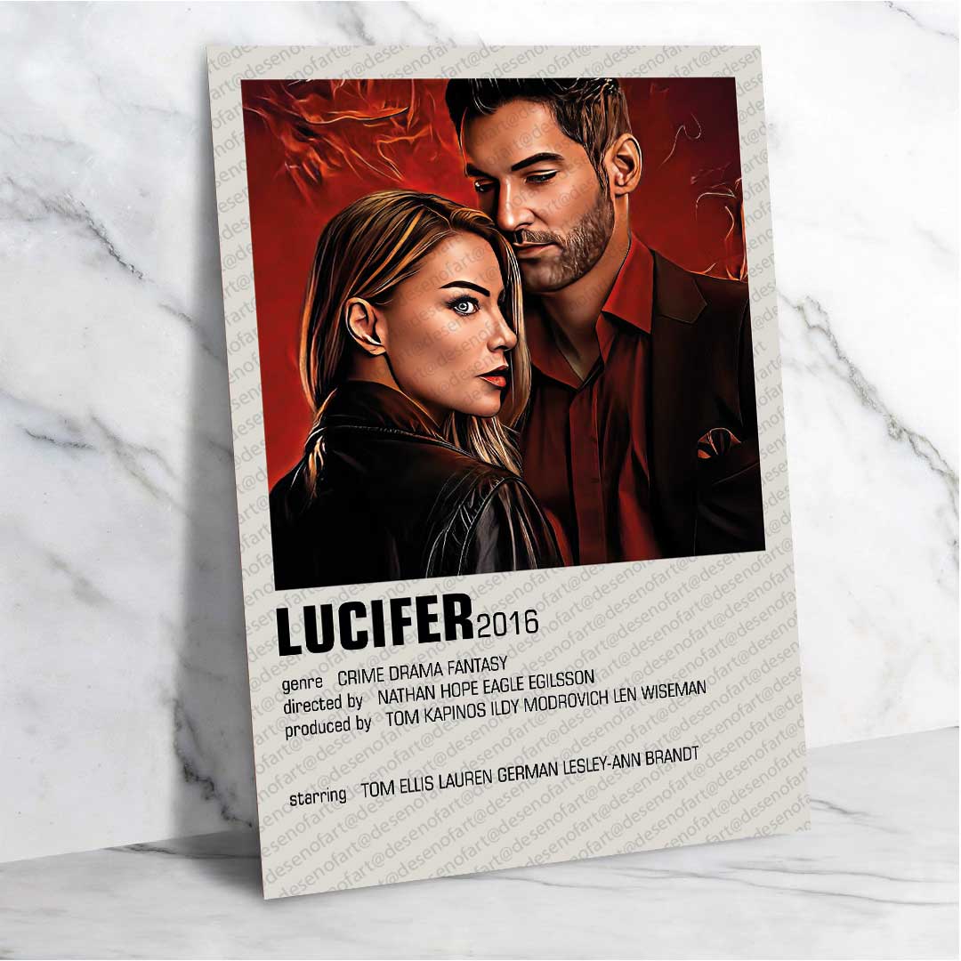 Lucifer Retro Ahşap Poster - Dizi Temalı Vintage Dekor