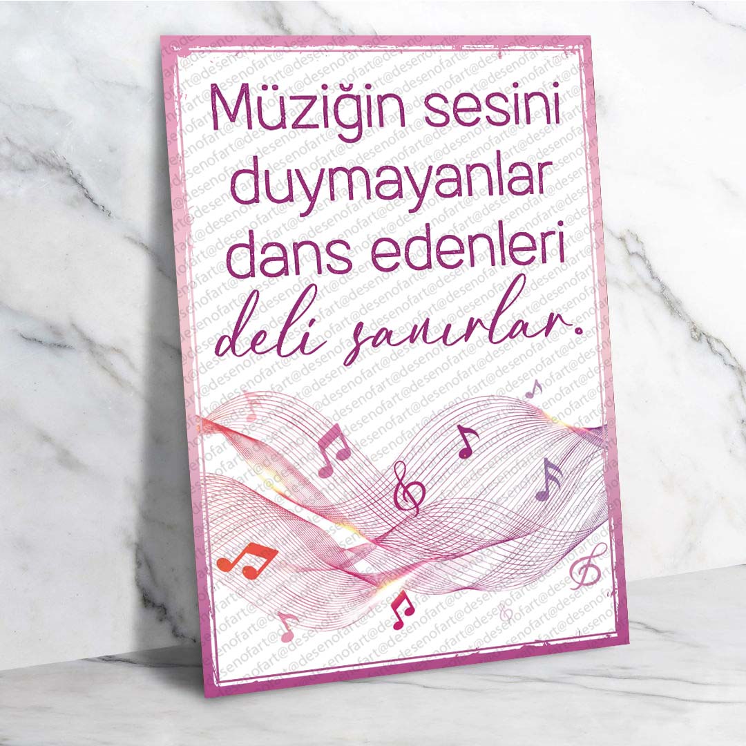 Müzik Temalı Retro Ahşap Poster - Vintage Sanat ve Mizah Temalı Dekor