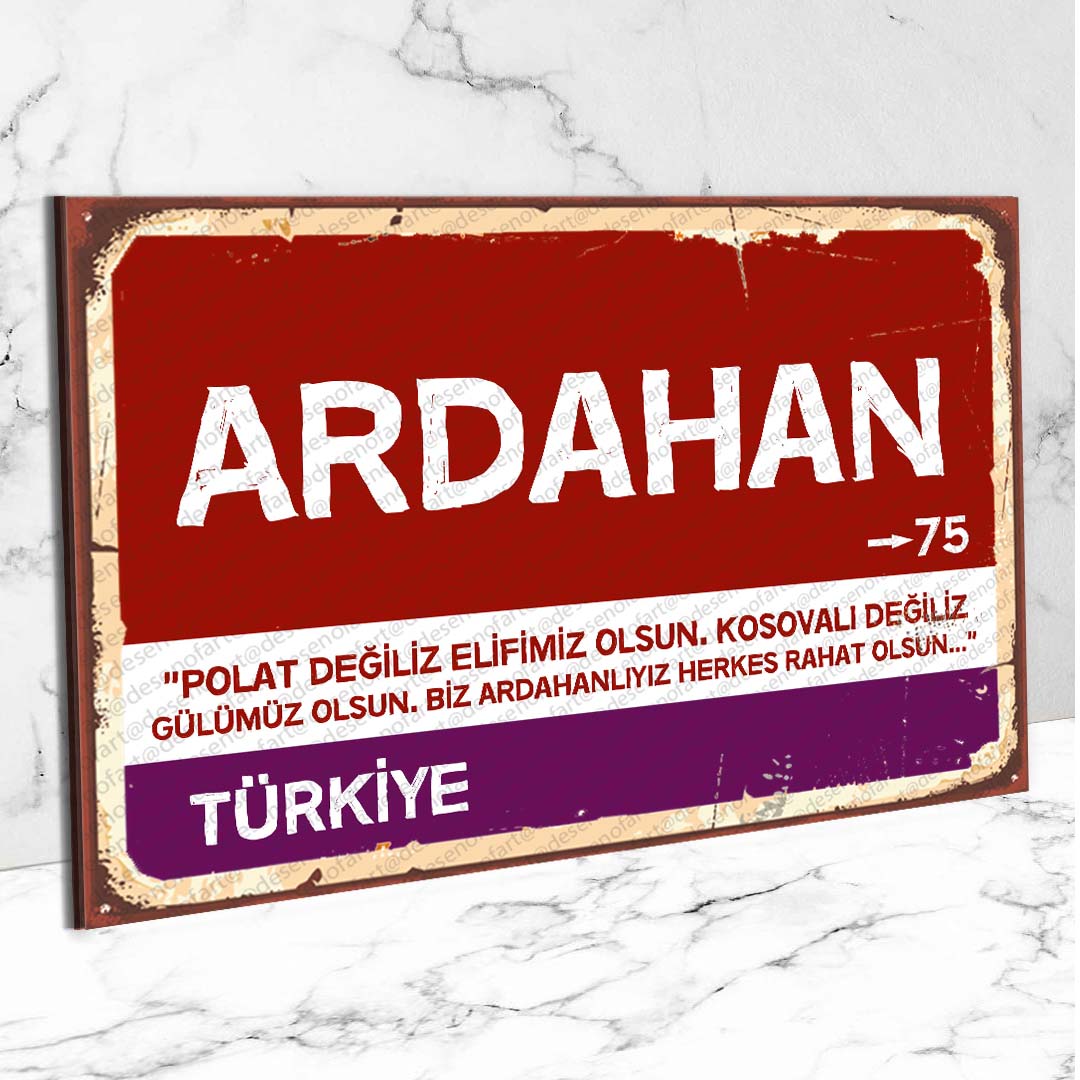 Ardahan Ahşap Retro Vintage Şehir Tabelası