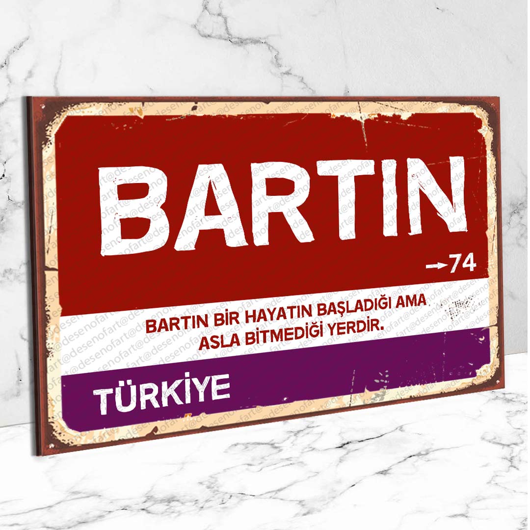 Bartın Ahşap Retro Vintage Şehir Tabelası