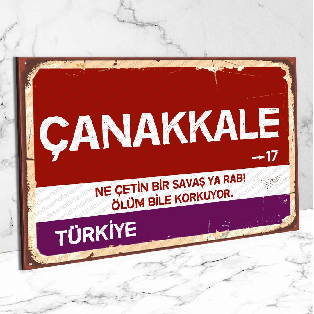 Çanakkale Ahşap Retro Vintage Şehir Tabelası