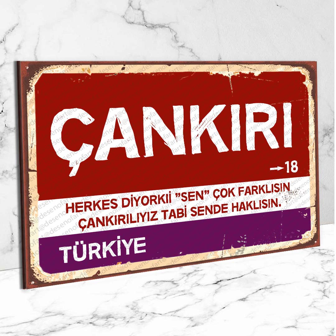 Çankırı Ahşap Retro Vintage Şehir Tabelası