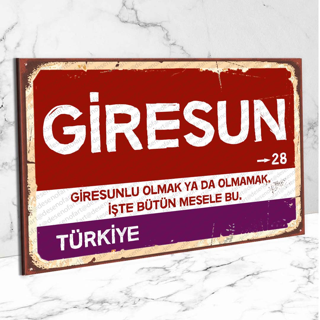 Giresun Ahşap Retro Vintage Şehir Tabelası