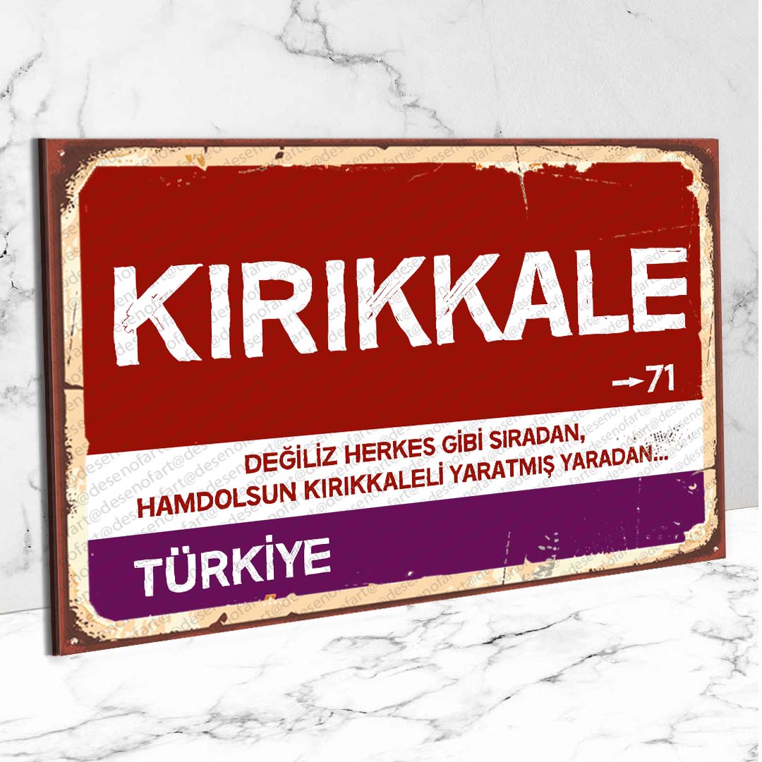 Kırıkkale Ahşap Retro Vintage Şehir Tabelası