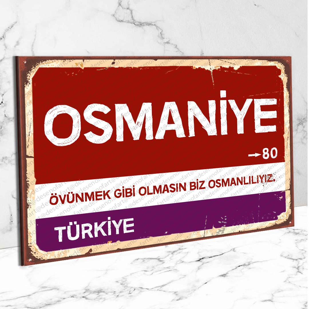 Osmaniye Ahşap Retro Vintage Şehir Tabelası