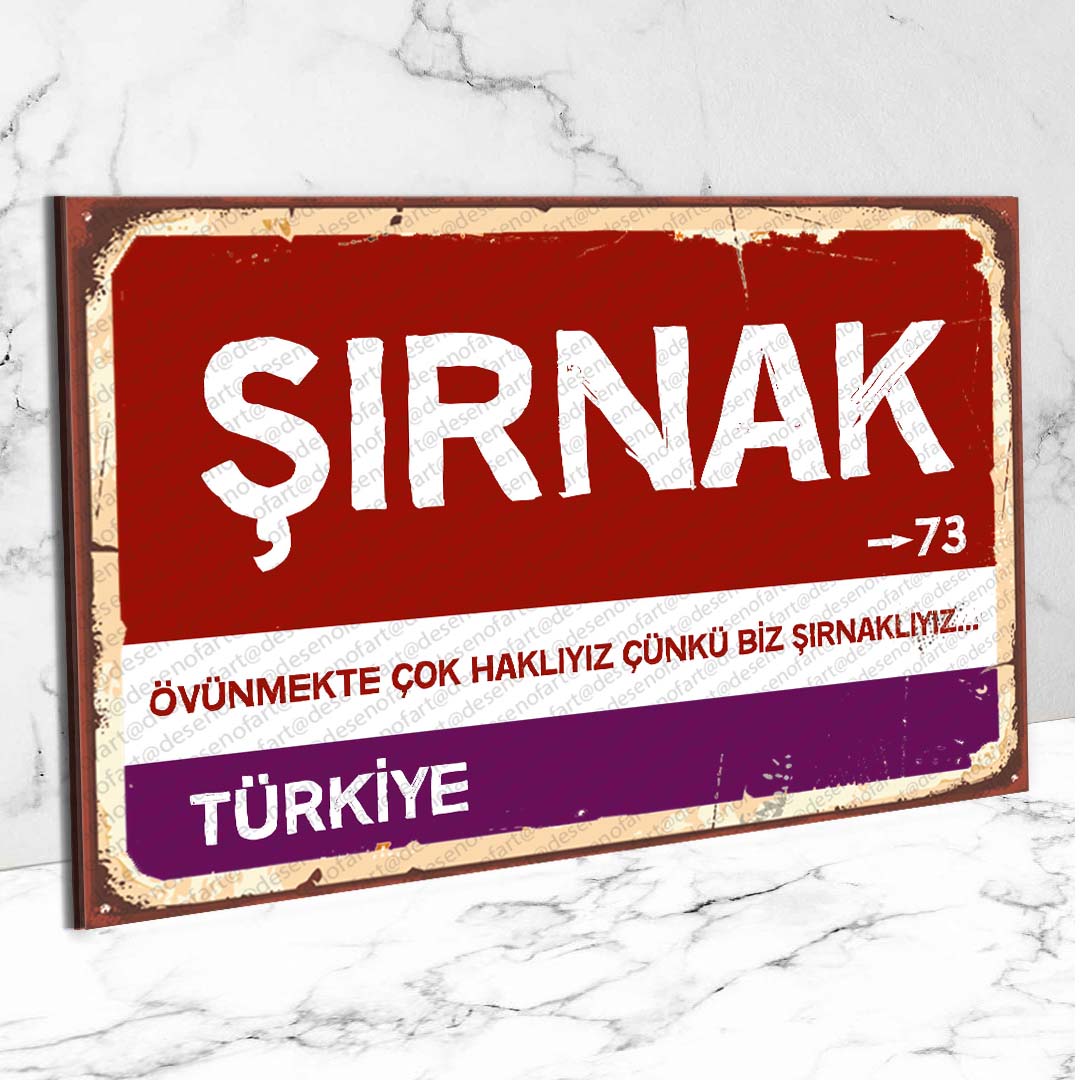 Şırnak Ahşap Retro Vintage Şehir Tabelası