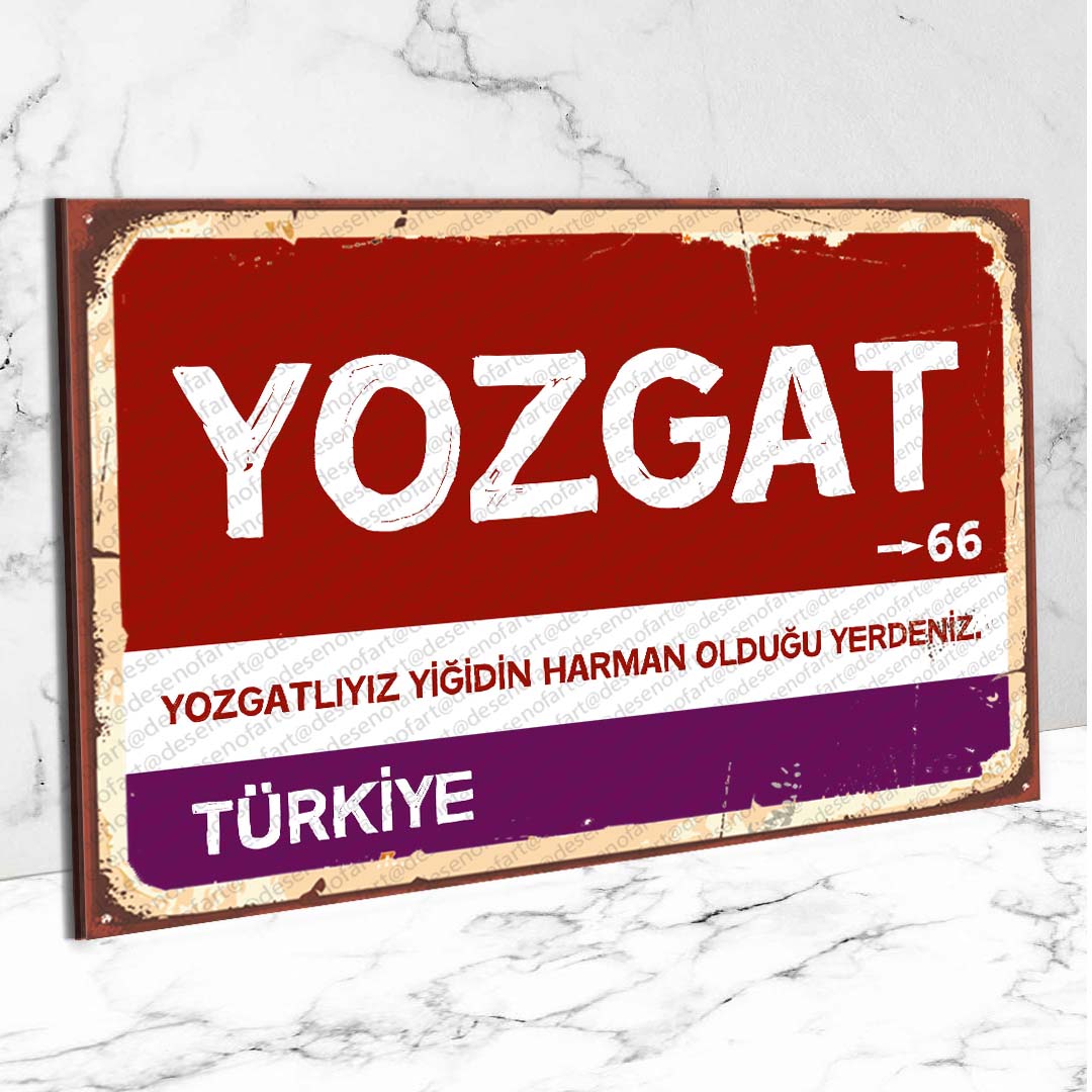 Yozgat Ahşap Retro Vintage Şehir Tabelası